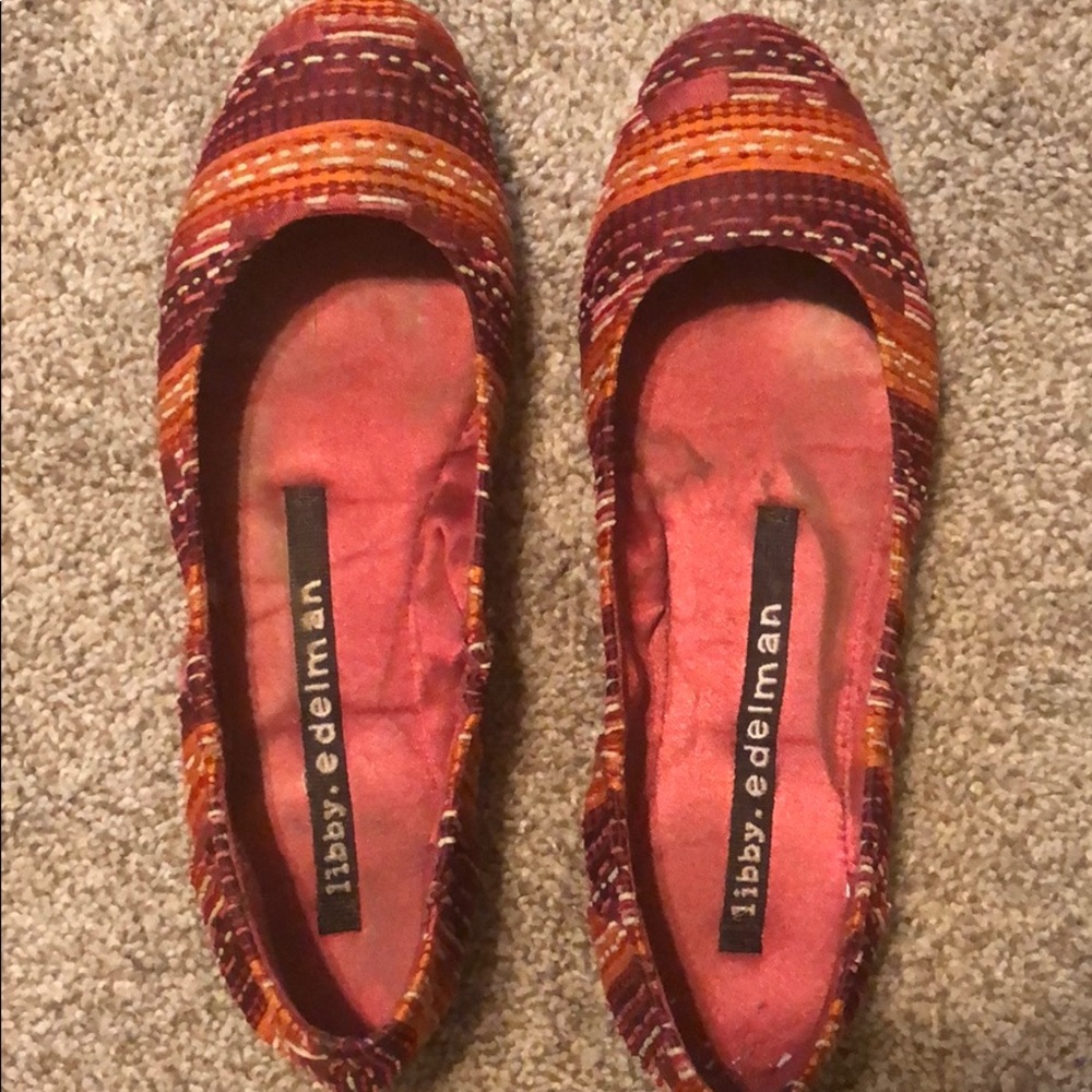 Libby Edelman pink, red and orange ballet flats